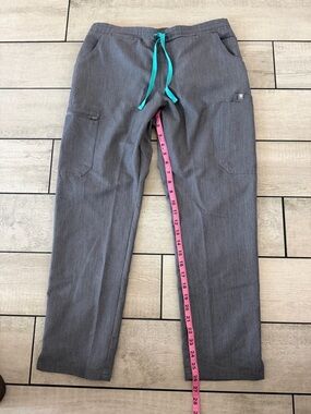 Figs Gray Joggers with Teal Drawstring